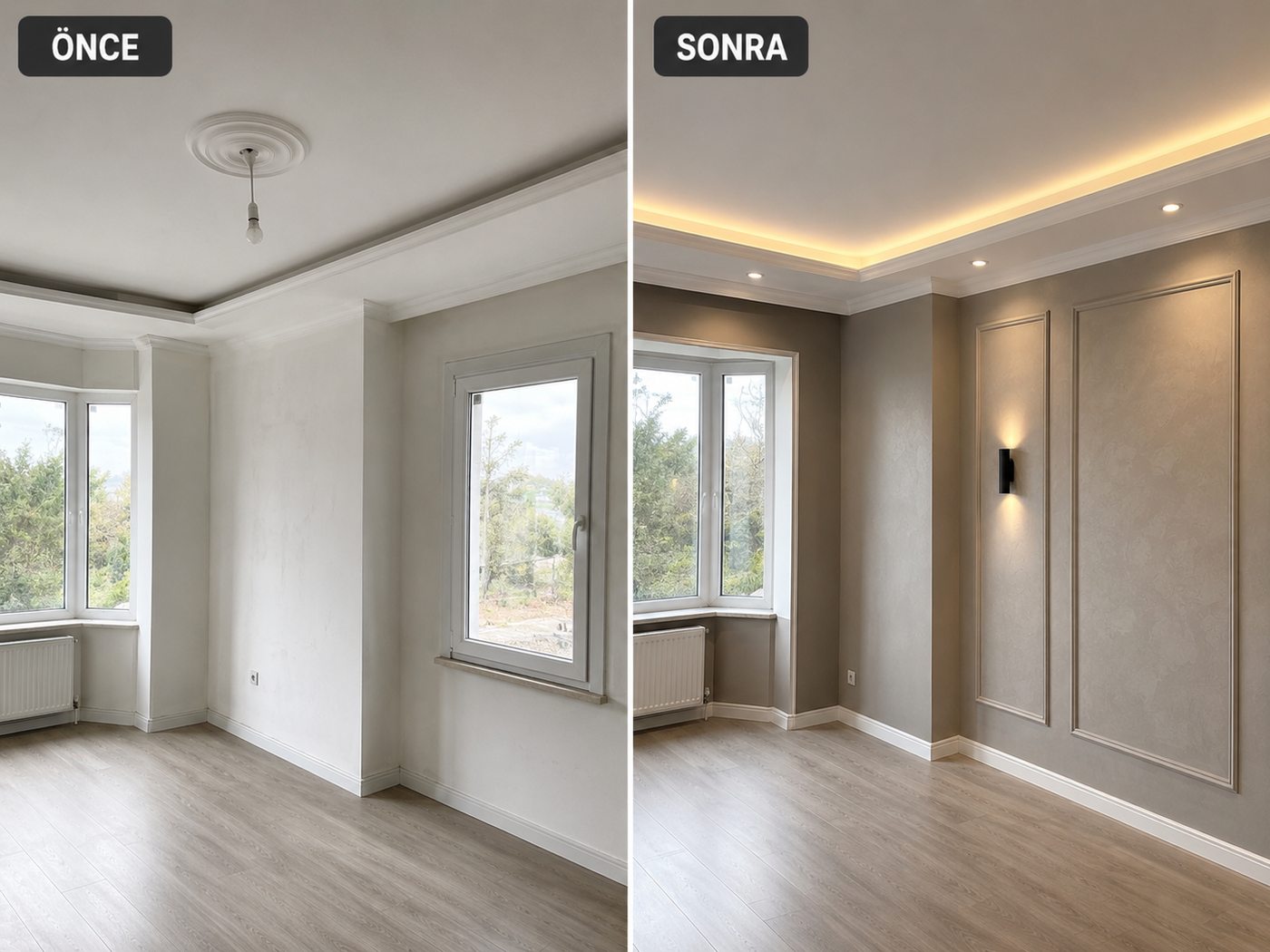 Ataşehir iç cephe boya öncesi ve sonrası